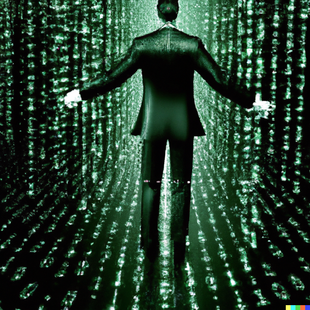A business man in matrix